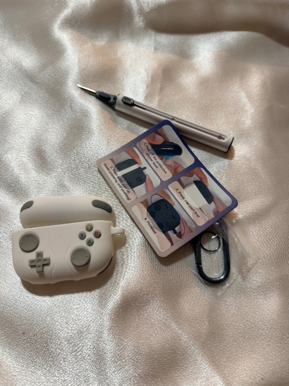 AirPods Pro Silicone Case Game Controller Design w/ Cleaning Pen & Carabiner